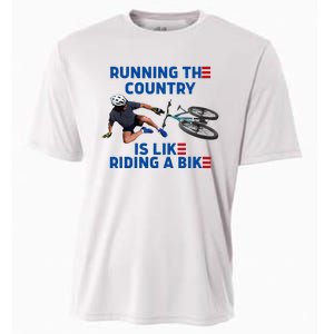 Biden Bike Bicycle Running The Country Is Like Riding A Bike Cooling Performance Crew T-Shirt