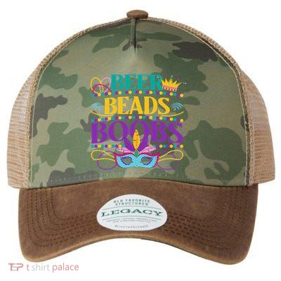Beers Beads Boobs New Orleans Funny Mardi Gras Legacy Tie Dye Trucker Hat