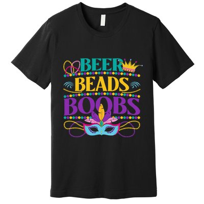 Beers Beads Boobs New Orleans Funny Mardi Gras Premium T-Shirt