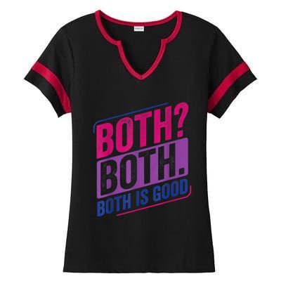 Both? Both? Bi Pride Bisexual Bisexuality Flag Ladies Halftime Notch Neck Tee