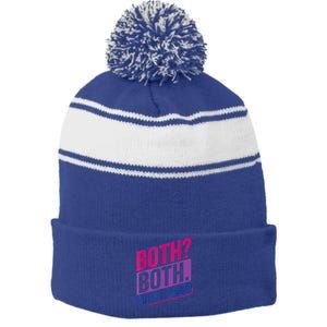 Both? Both? Bi Pride Bisexual Bisexuality Flag Stripe Pom Pom Beanie