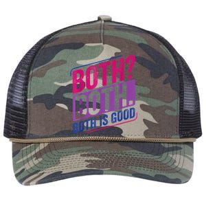 Both? Both? Bi Pride Bisexual Bisexuality Flag Retro Rope Trucker Hat Cap