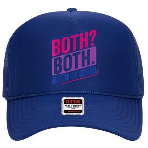 Both? Both? Bi Pride Bisexual Bisexuality Flag High Crown Mesh Back Trucker Hat