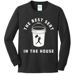 Baseball Bucket Baseball Lovers The Best Seat In The House Kids Long Sleeve Shirt