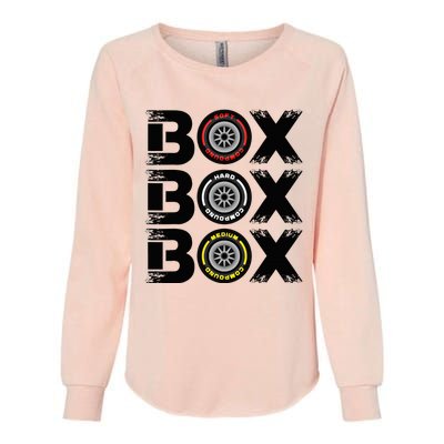 Box Box Box F1 Tyre Compound V2 Design Car Lover Womens California Wash Sweatshirt