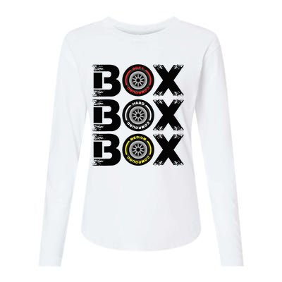 Box Box Box F1 Tyre Compound V2 Design Car Lover Womens Cotton Relaxed Long Sleeve T-Shirt