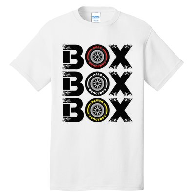 Box Box Box F1 Tyre Compound V2 Design Car Lover Tall T-Shirt