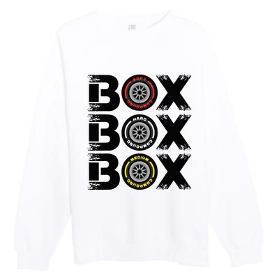 Box Box Box F1 Tyre Compound V2 Design Car Lover Premium Crewneck Sweatshirt