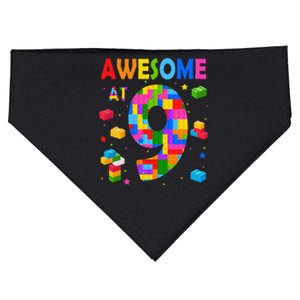 Building Blocks Bricks Awesome At 9 Years Old Birthday USA-Made Doggie Bandana