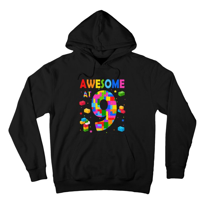 Building Blocks Bricks Awesome At 9 Years Old Birthday Hoodie