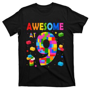 Building Blocks Bricks Awesome At 9 Years Old Birthday T-Shirt