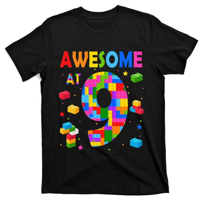 Building Blocks Bricks Awesome At 9 Years Old Birthday T-Shirt