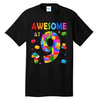 Building Blocks Bricks Awesome At 9 Years Old Birthday Tall T-Shirt