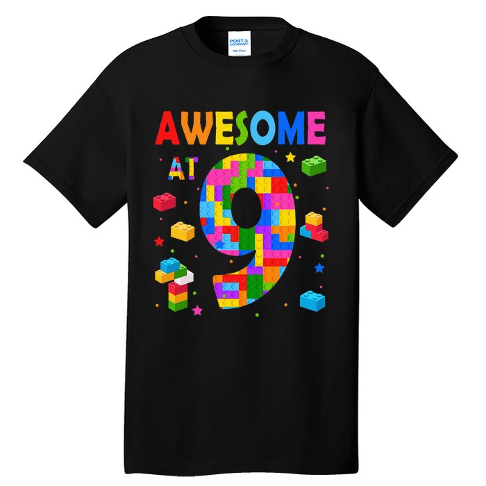 Building Blocks Bricks Awesome At 9 Years Old Birthday Tall T-Shirt