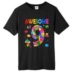 Building Blocks Bricks Awesome At 9 Years Old Birthday Tall Fusion ChromaSoft Performance T-Shirt