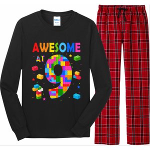 Building Blocks Bricks Awesome At 9 Years Old Birthday Long Sleeve Pajama Set