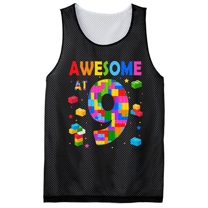 Building Blocks Bricks Awesome At 9 Years Old Birthday Mesh Reversible Basketball Jersey Tank