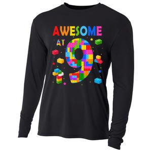 Building Blocks Bricks Awesome At 9 Years Old Birthday Cooling Performance Long Sleeve Crew