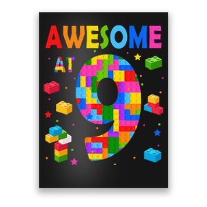 Building Blocks Bricks Awesome At 9 Years Old Birthday Poster