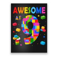 Building Blocks Bricks Awesome At 9 Years Old Birthday Poster