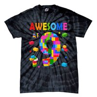 Building Blocks Bricks Awesome At 9 Years Old Birthday Tie-Dye T-Shirt