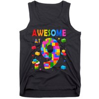 Building Blocks Bricks Awesome At 9 Years Old Birthday Tank Top