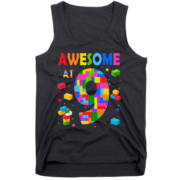 Building Blocks Bricks Awesome At 9 Years Old Birthday Tank Top