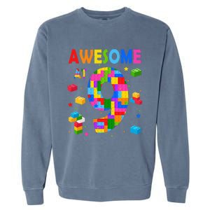 Building Blocks Bricks Awesome At 9 Years Old Birthday Garment-Dyed Sweatshirt