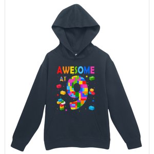 Building Blocks Bricks Awesome At 9 Years Old Birthday Urban Pullover Hoodie