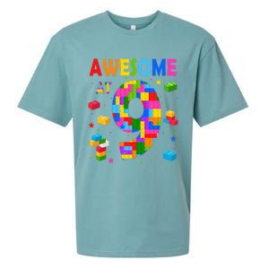 Building Blocks Bricks Awesome At 9 Years Old Birthday Sueded Cloud Jersey T-Shirt