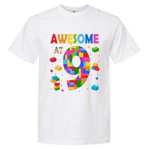 Building Blocks Bricks Awesome At 9 Years Old Birthday Garment-Dyed Heavyweight T-Shirt