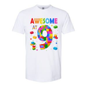 Building Blocks Bricks Awesome At 9 Years Old Birthday Softstyle CVC T-Shirt