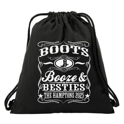 Boots Booze Besties Hamptons 2025 Whiskey Theme Drawstring Bag