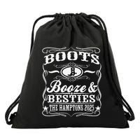 Boots Booze Besties Hamptons 2025 Whiskey Theme Drawstring Bag