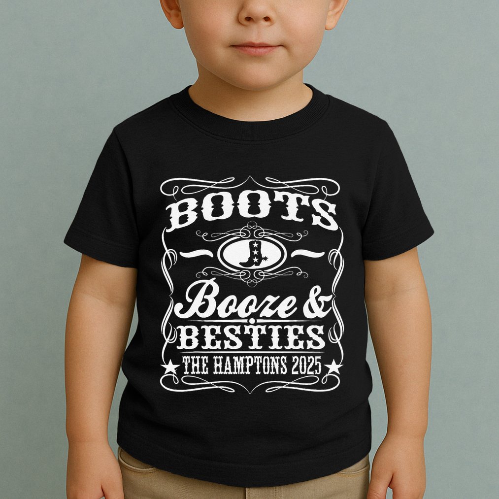 Boots Booze Besties Hamptons 2025 Whiskey Theme Toddler T-Shirt