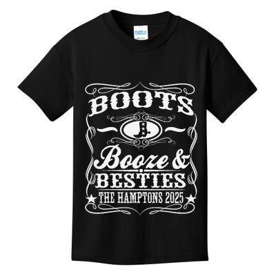 Boots Booze Besties Hamptons 2025 Whiskey Theme Kids T-Shirt