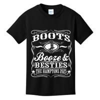 Boots Booze Besties Hamptons 2025 Whiskey Theme Kids T-Shirt