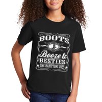 Boots Booze Besties Hamptons 2025 Whiskey Theme Kids T-Shirt
