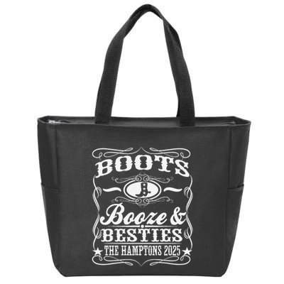 Boots Booze Besties Hamptons 2025 Whiskey Theme Zip Tote Bag