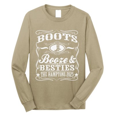 Boots Booze Besties Hamptons 2025 Whiskey Theme Long Sleeve Shirt