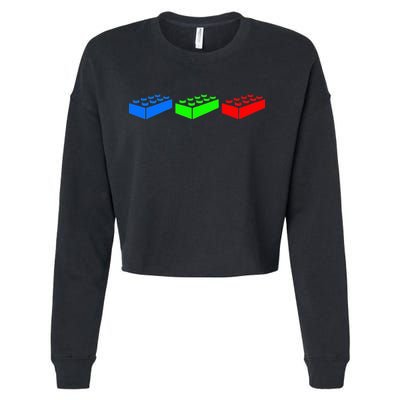 Building Blocks Bricks Master Builder Engineer Construction Cropped Pullover Crew