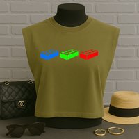 Building Blocks Bricks Master Builder Engineer Construction Garment-Dyed Women's Muscle Tee