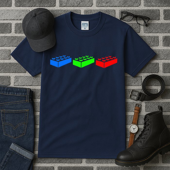 Building Blocks Bricks Master Builder Engineer Construction Tall T-Shirt