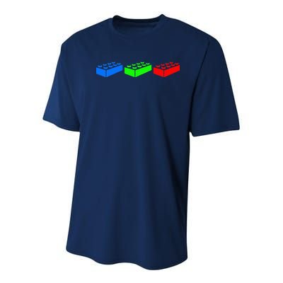 Building Blocks Bricks Master Builder Engineer Construction Youth Performance Sprint T-Shirt