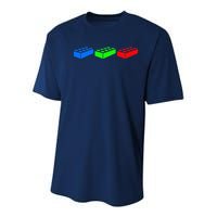 Building Blocks Bricks Master Builder Engineer Construction Youth Performance Sprint T-Shirt