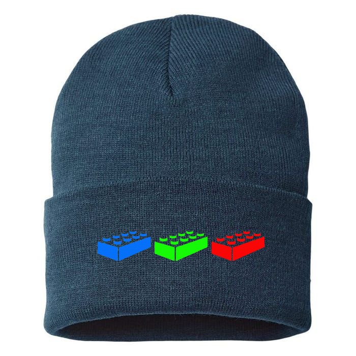 Building Blocks Bricks Master Builder Engineer Construction Sustainable Knit Beanie