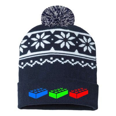 Building Blocks Bricks Master Builder Engineer Construction USA-Made Snowflake Beanie