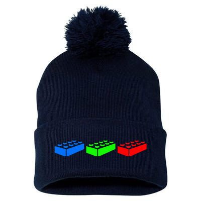 Building Blocks Bricks Master Builder Engineer Construction Pom Pom 12in Knit Beanie