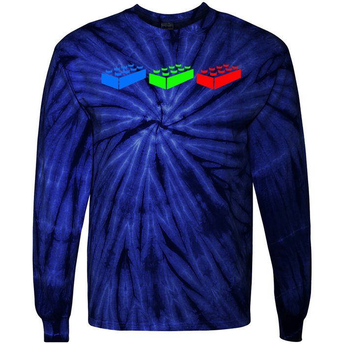 Building Blocks Bricks Master Builder Engineer Construction Tie-Dye Long Sleeve Shirt