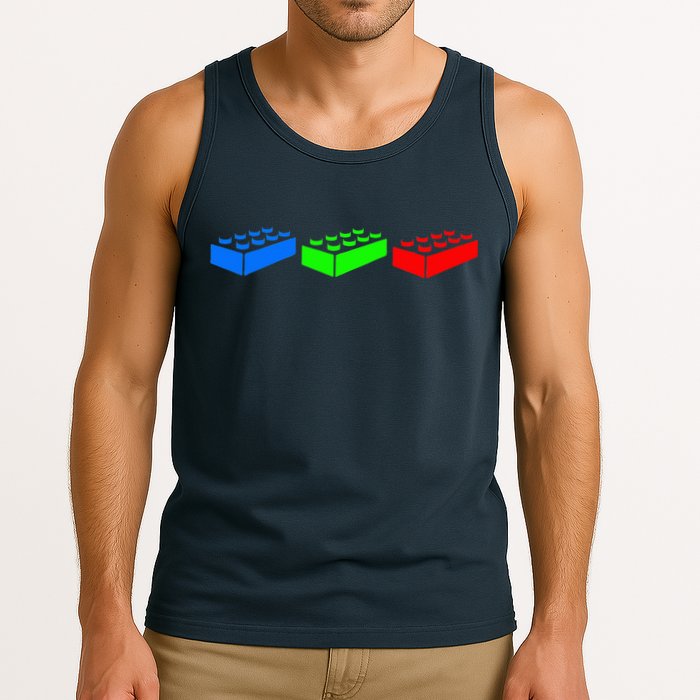 Building Blocks Bricks Master Builder Engineer Construction Tank Top